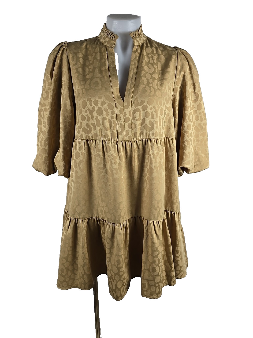 NWT – Emily McCarthy FRANKIE Camel Cheetah Layered Dress Sz XS