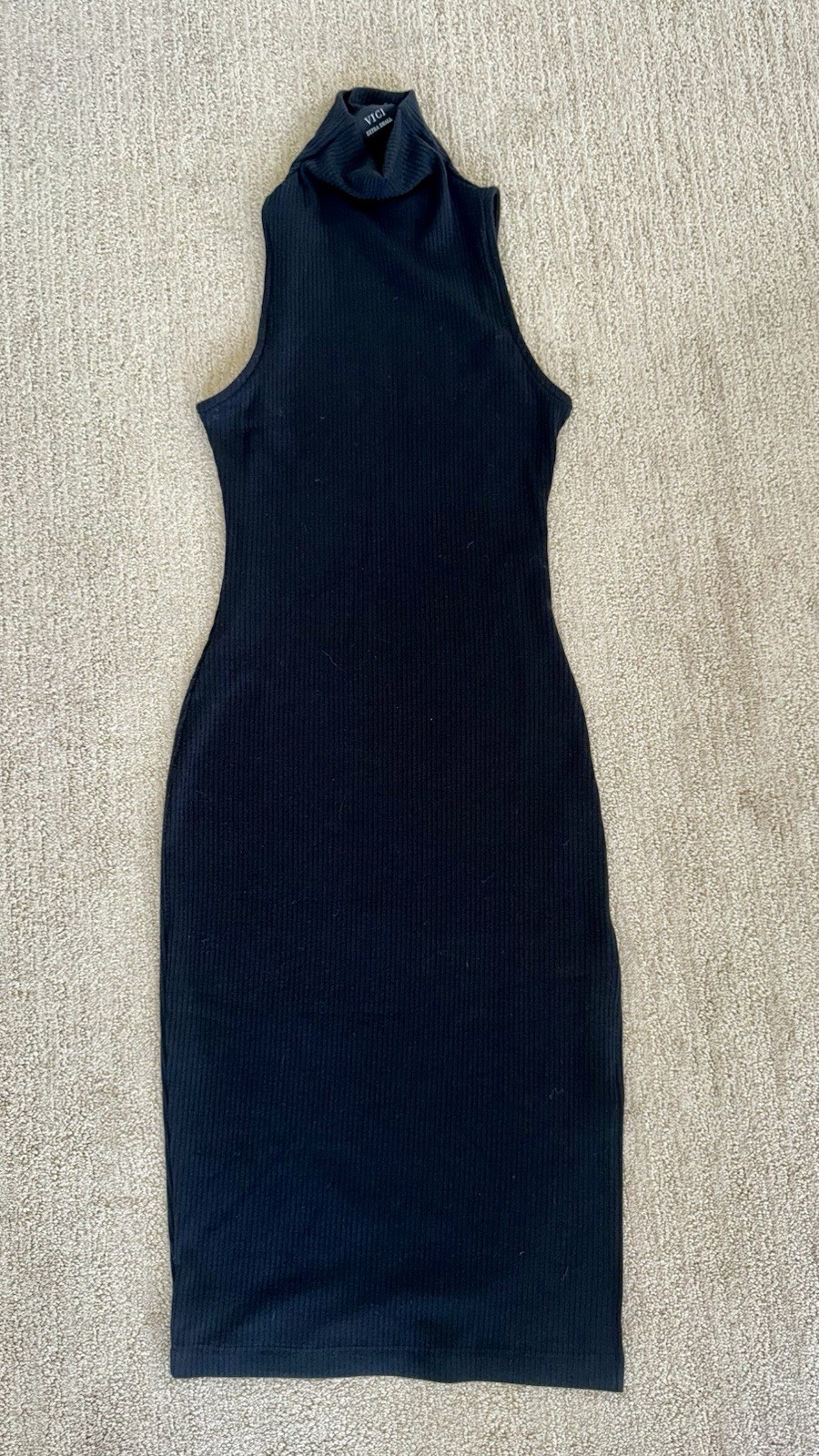 Vici Collection Ribbed Mock Neck Sleeveless Midi Bodycon Dress Side Slit XSmall