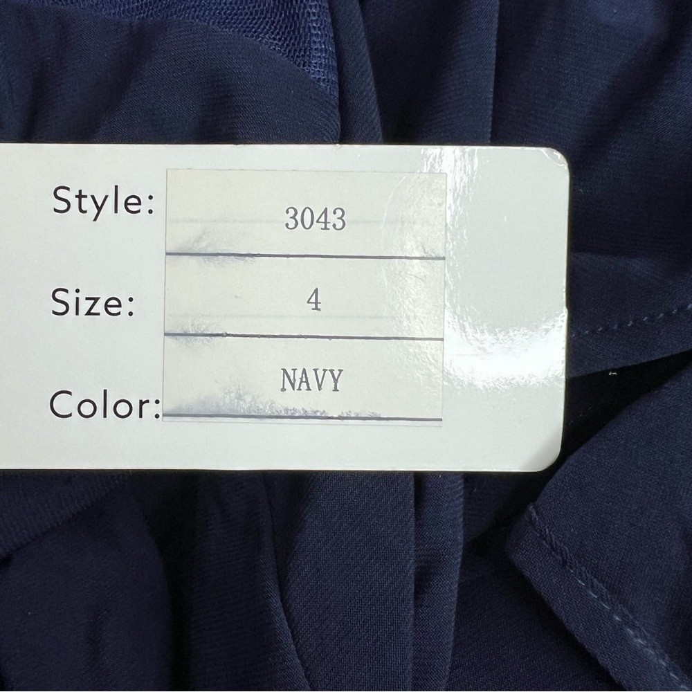 CLARISSE Chevron Panel Illusion Navy Gown