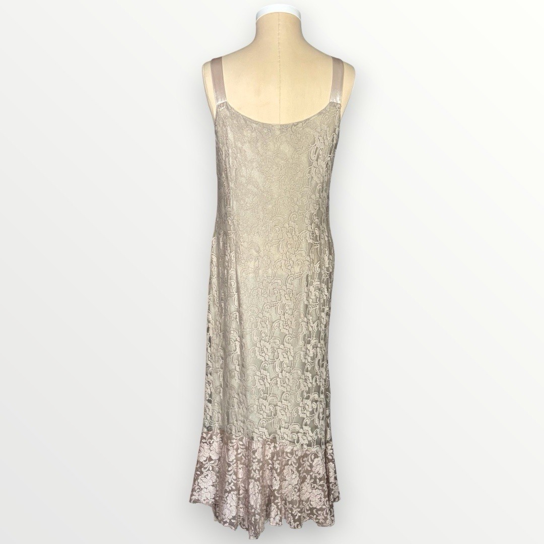 VTG Spencer Alexis Full Lace Metallic Romance Whimsy Silk Blend Formal Gown 2XLP