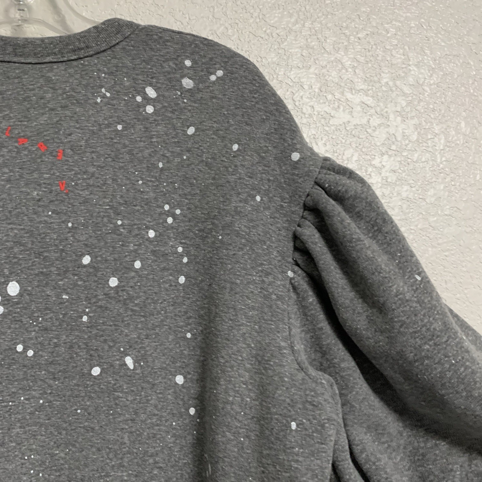 Clare V Sweatshirt Dress Womens M Drop Shoulder Puff Balloon Sleeve Grey Splash