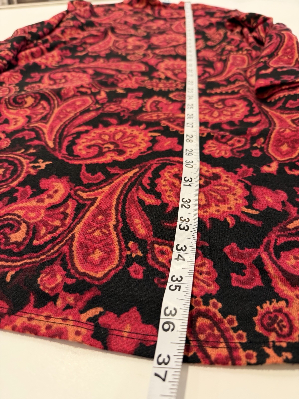 AGB Size L Black/Red Paisley Mock Neck Keyhole Long Sleeve Shift Dress