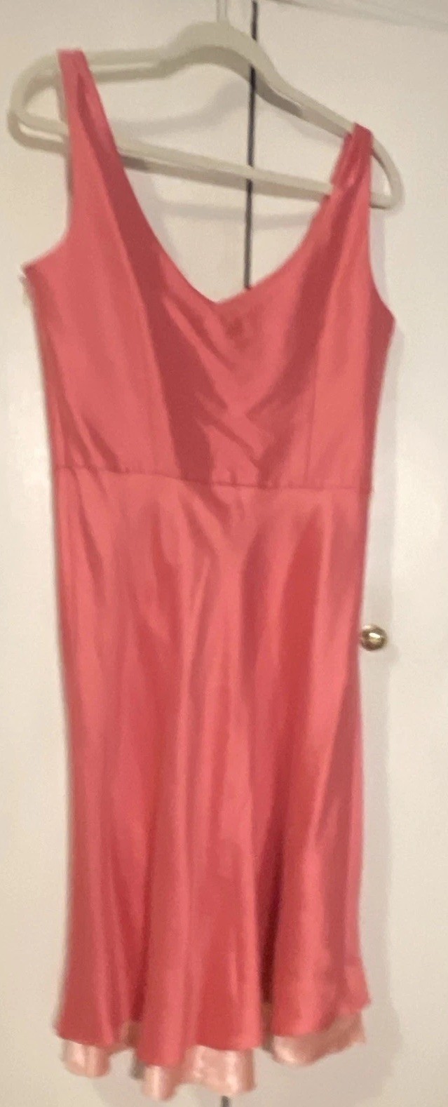 Ann Taylor Pure Silk Rosy Pink Sleeveless v-neck Dress Women’s Size 10 Straps