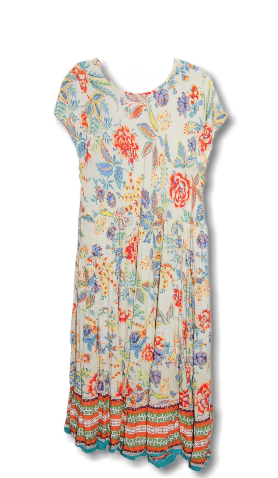 SOFT SURROUNDINGS Women’s 2X Tiered Midi Dress 100% Cotton Floral Cottagecore