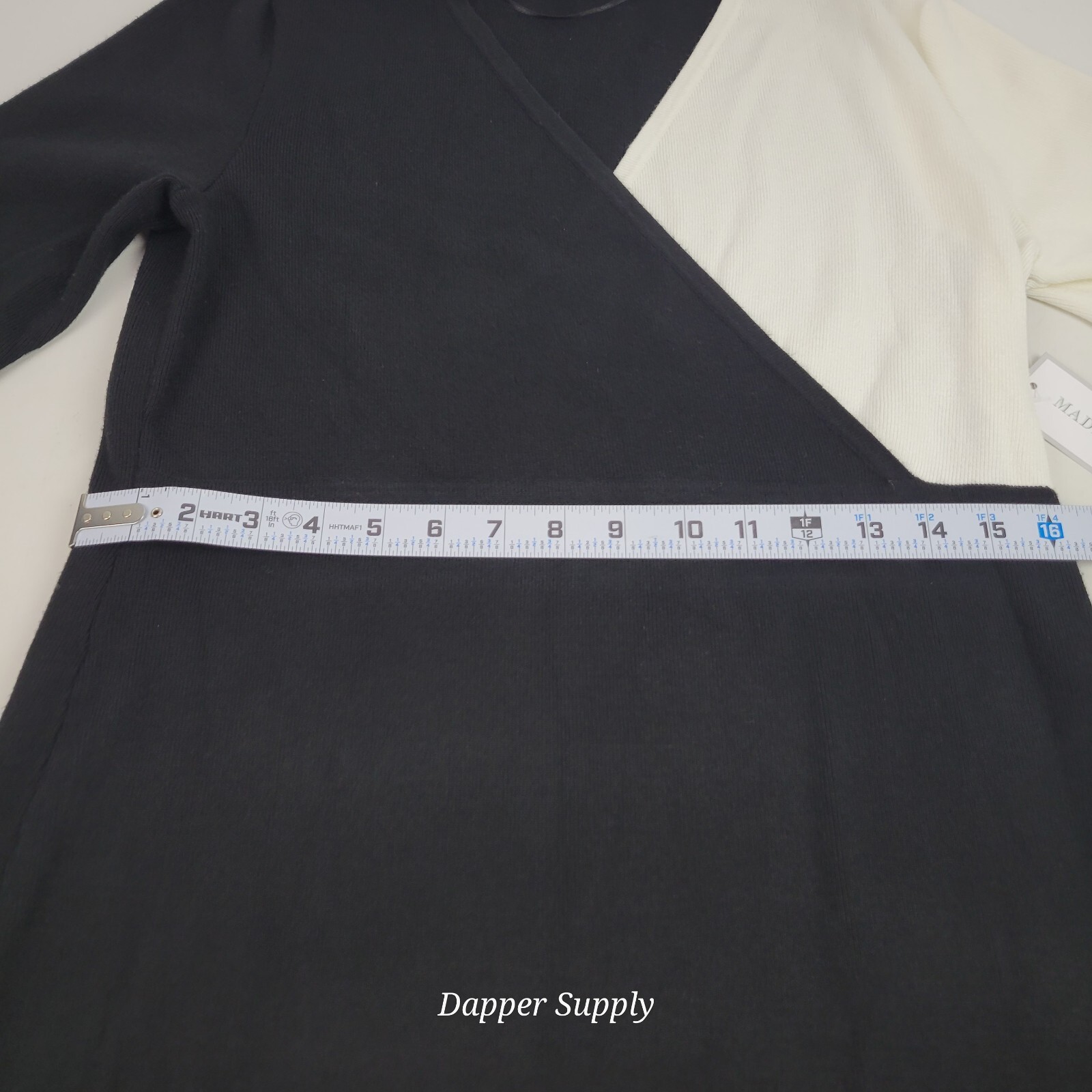 Madison Gray Womans Dress Size L Black And White Body Con Two Tone Long Sleeve