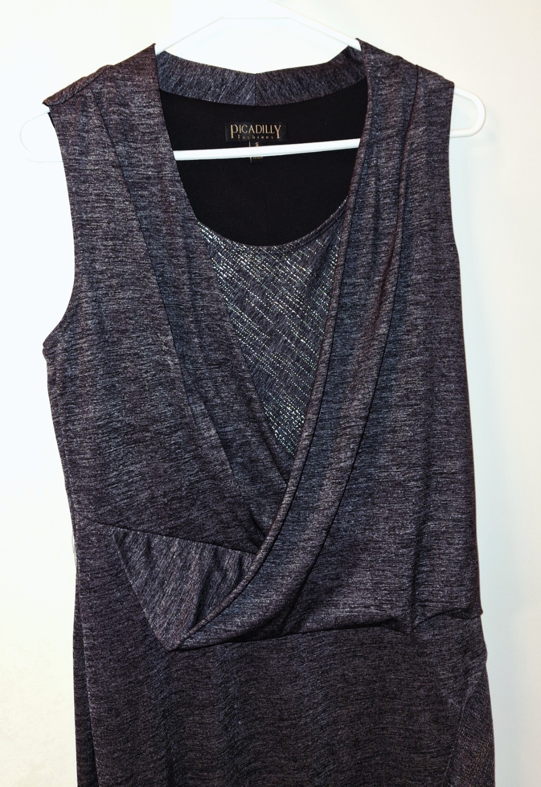 Picadilly SMALL Tank Dress Black/Gray Heather Stretch Acetate, Canada, fitted