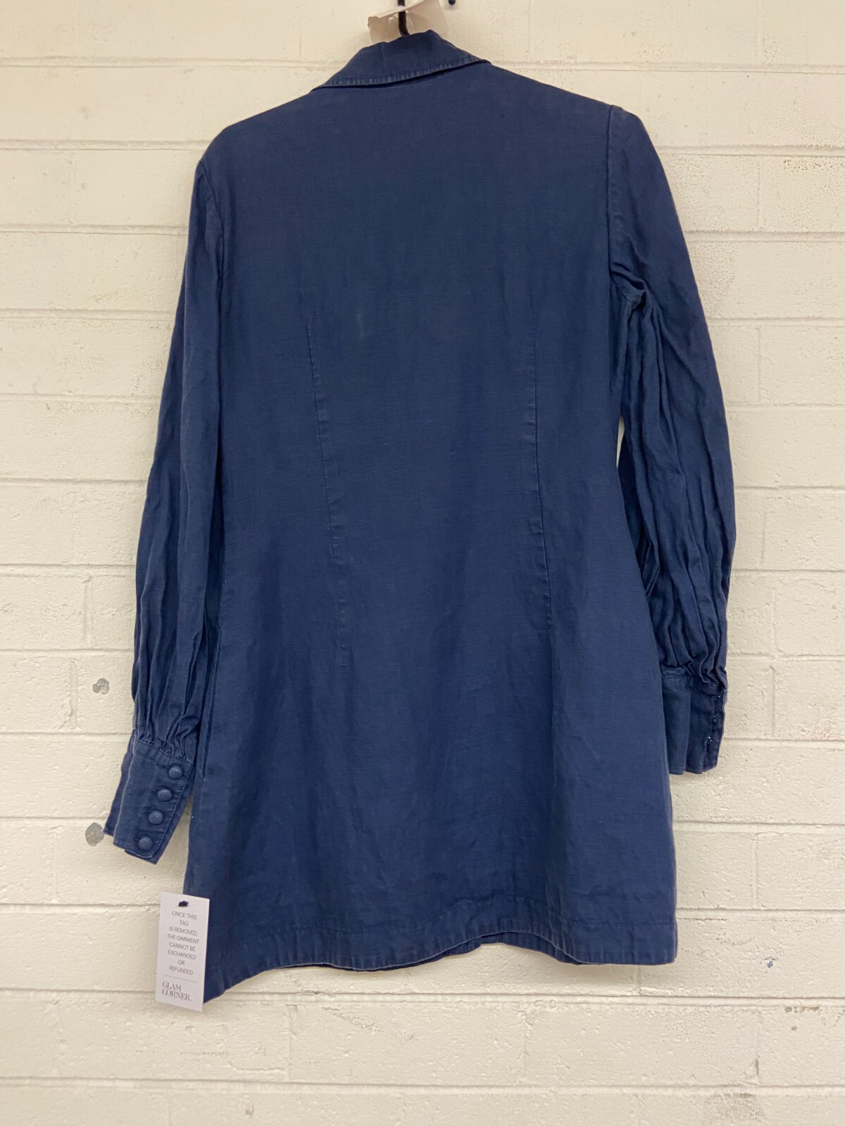 LEO LIN Linen Collared Luminous Mini Dress Casual Blue Size 12 AU Preloved
