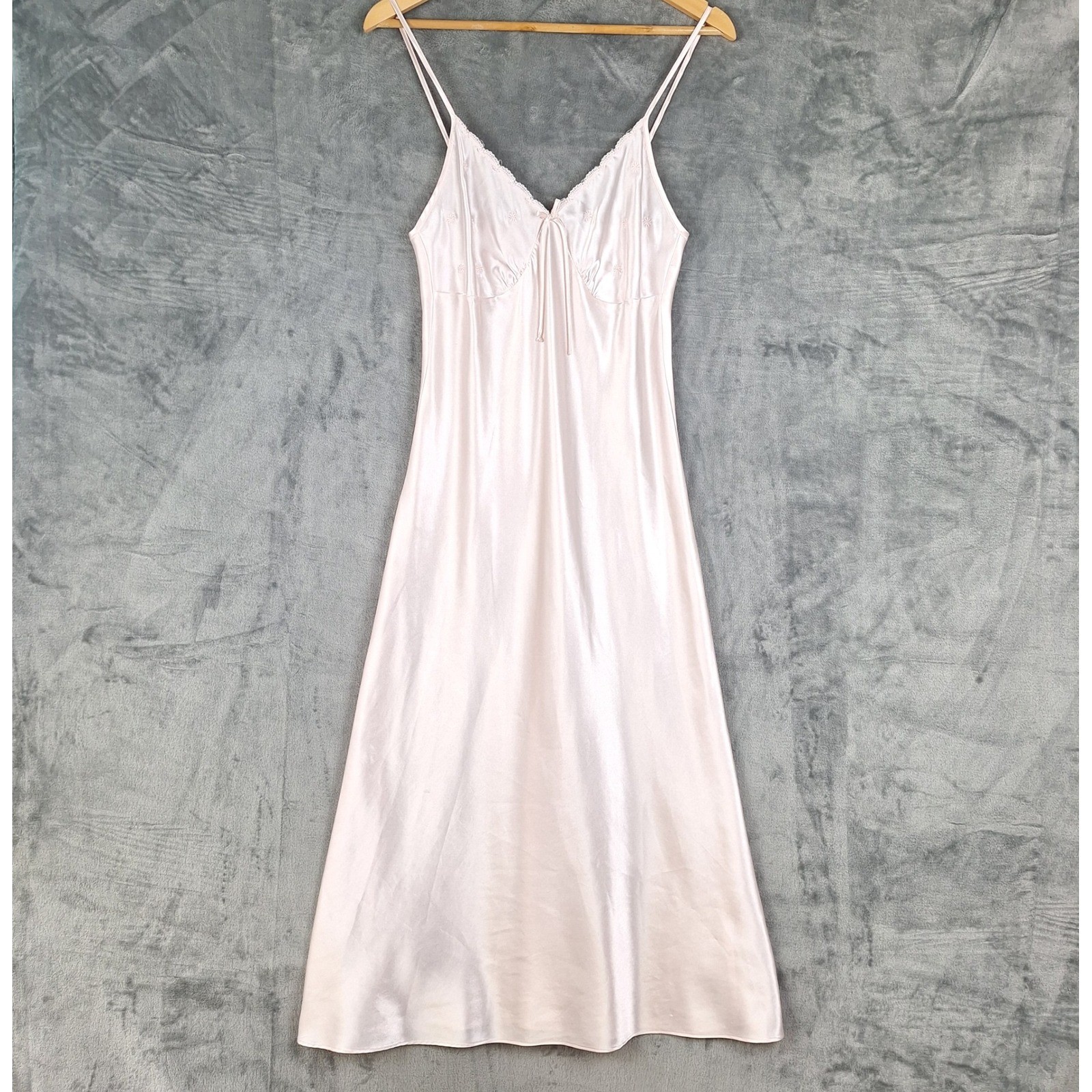 Womens Slip Dress Medium Pink Fairy Coquette Satin Romantic Babydoll Y2K Midi