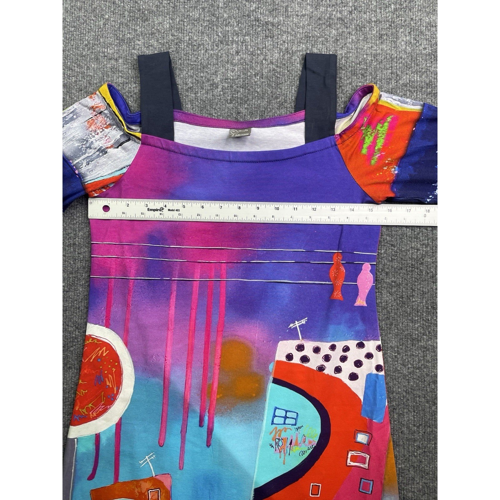 Simply Art by Dolcezza Dress Womens S Multi Color Abstract Cold Shoulder Graphic