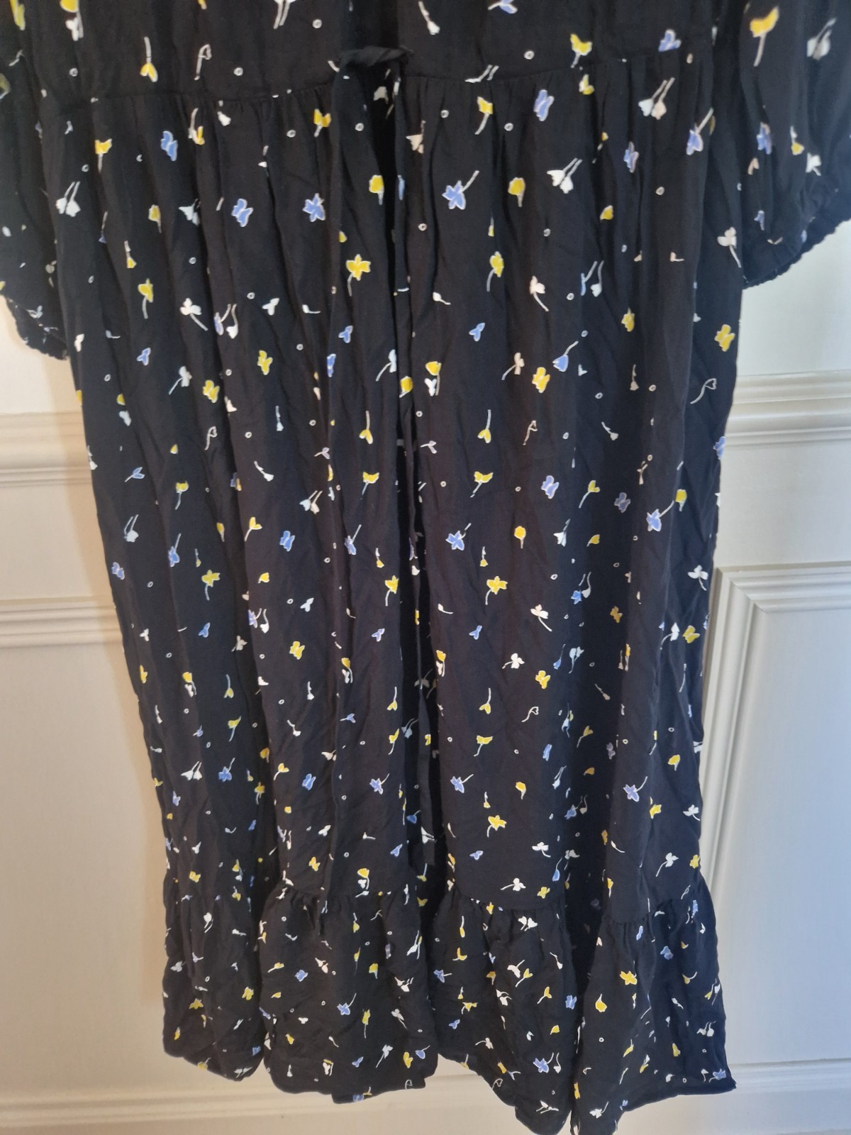 Finery Dress Size 14 Black Colour Pattern Midi Long Button Up Spring Summer