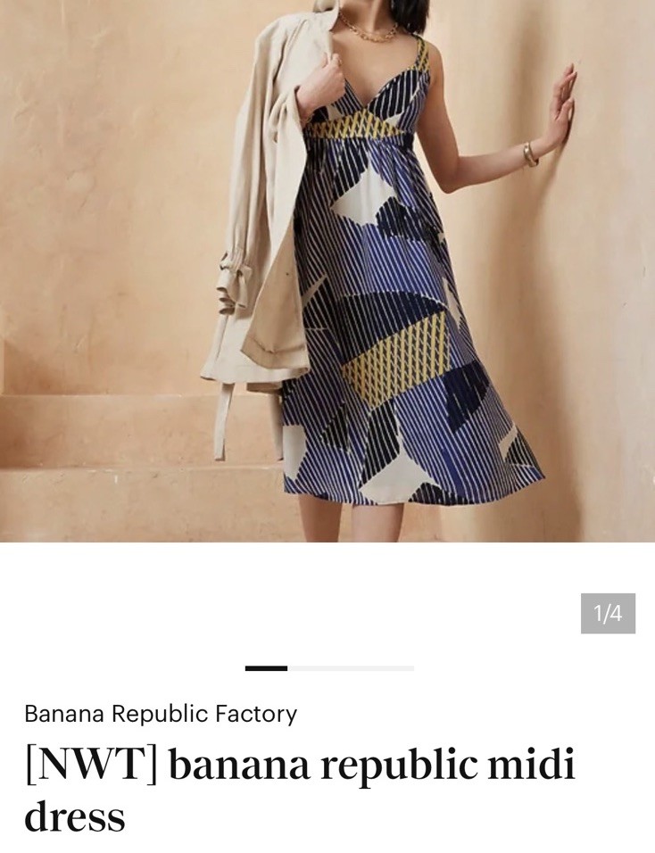 NWT Banana Republic Blue and Yellow Maxi Midi Sundress Size 12