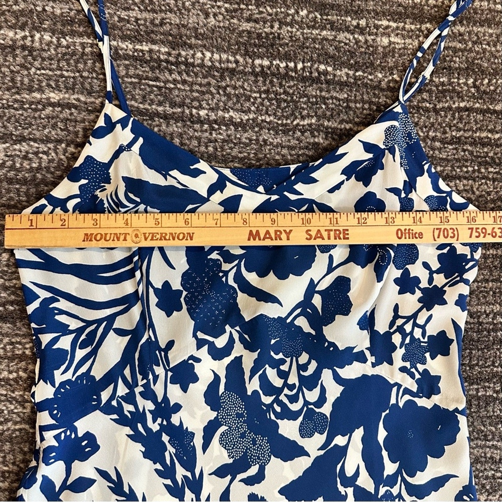 Figue Audra Silk Slip Dress Size Small Midi White Blue Floral Bird Print
