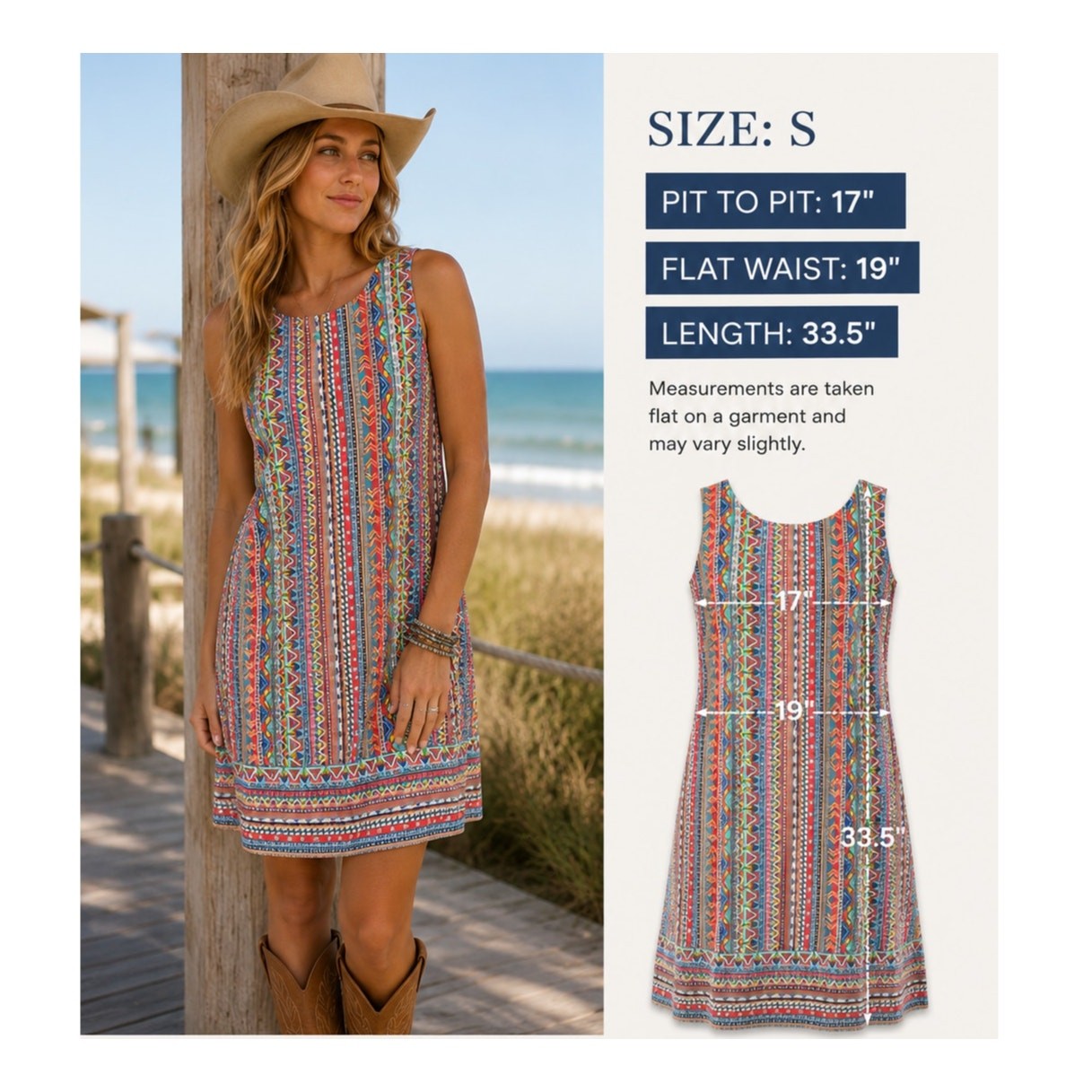 Pink Owl Multicolored Sleeveless Aztec Shift Dress Size S Mini Coastal Cowgirl