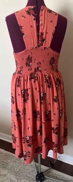 TORRID Rust Floral Print Smocked Challis Midi Summer Dress Size 1 S/M NEW