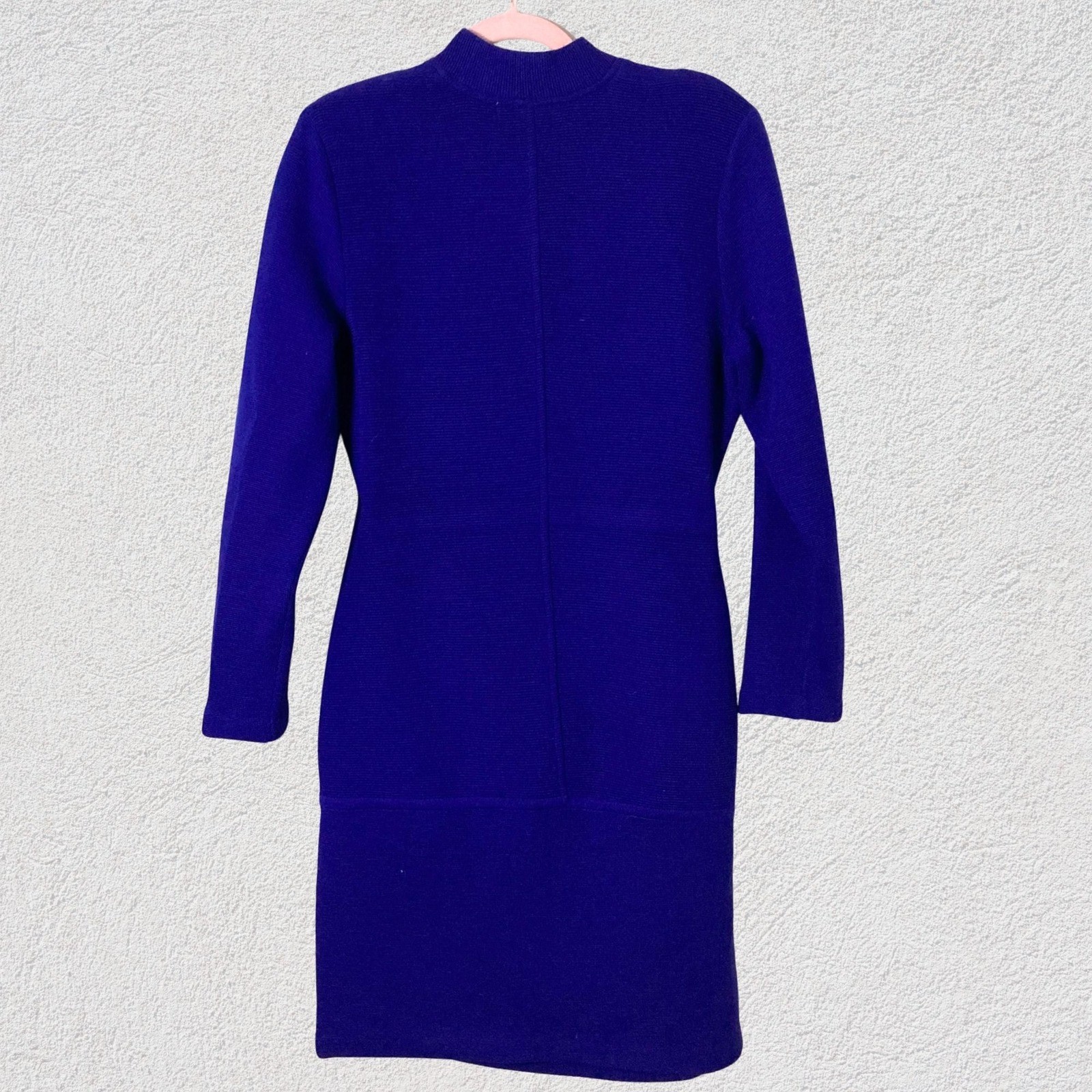 Patrick Collection 100% Wool Zip Front Sweater Dress Jacket Purple Hong Kong S