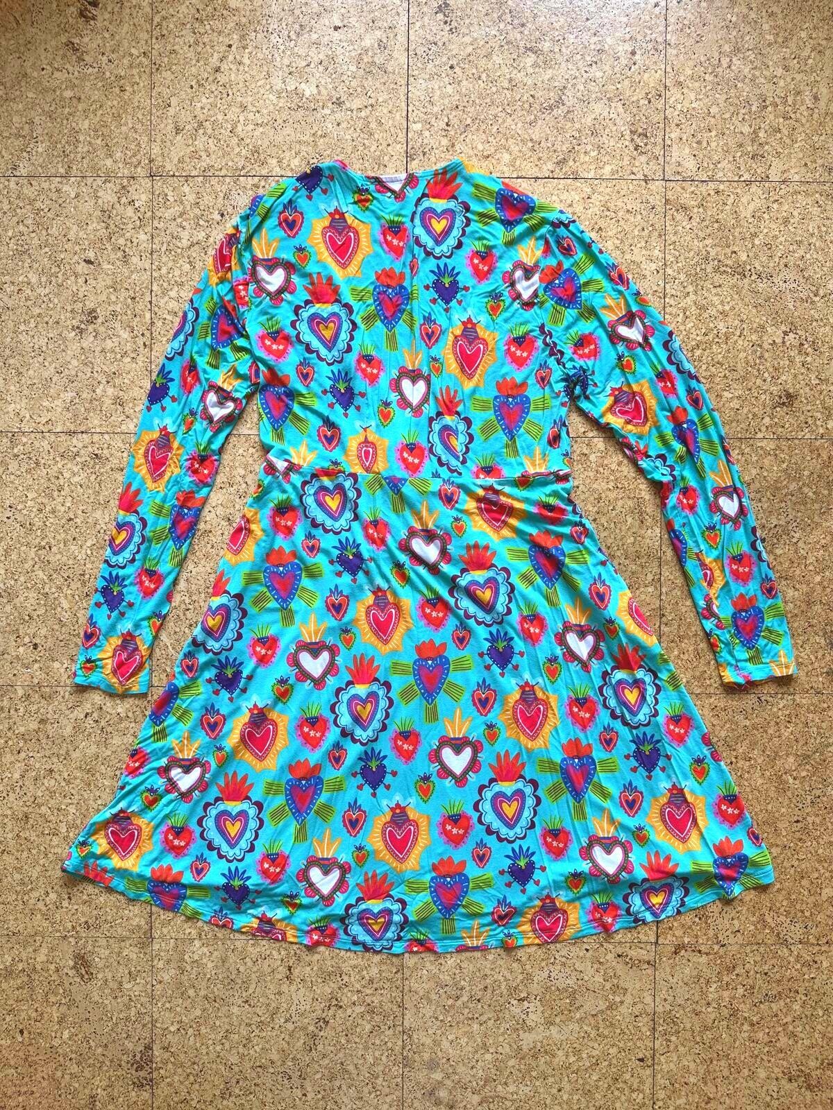 Muse Threads Big Humans Milagro Hearts Midi Wrap Dress Women’s Large Bamboo Teal