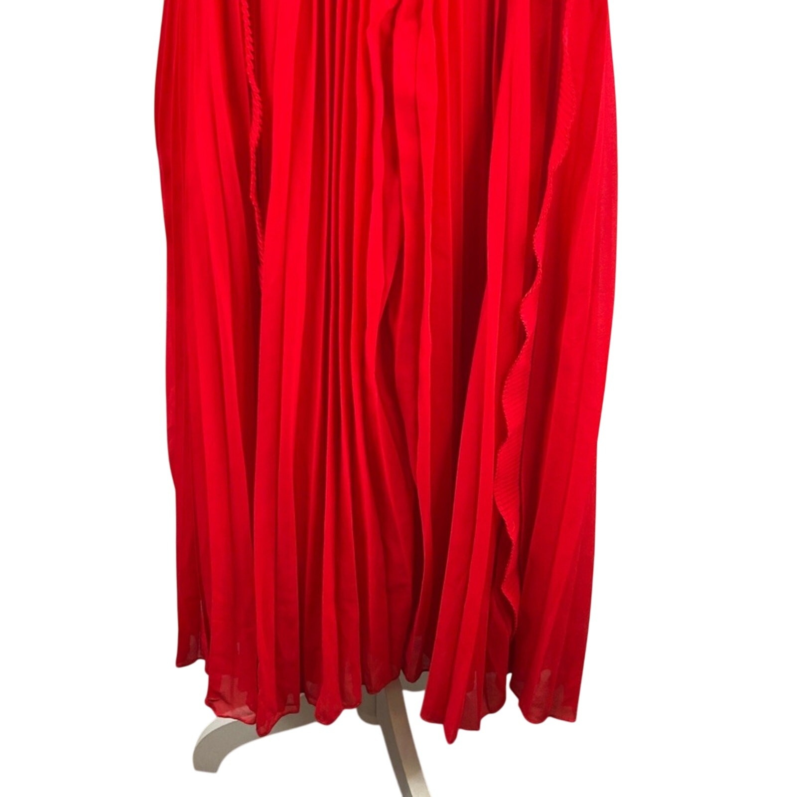 Lulus Red Spaghetti Strap Pleated Ruffle Flowy Event Wedding Maxi Dress Size XL