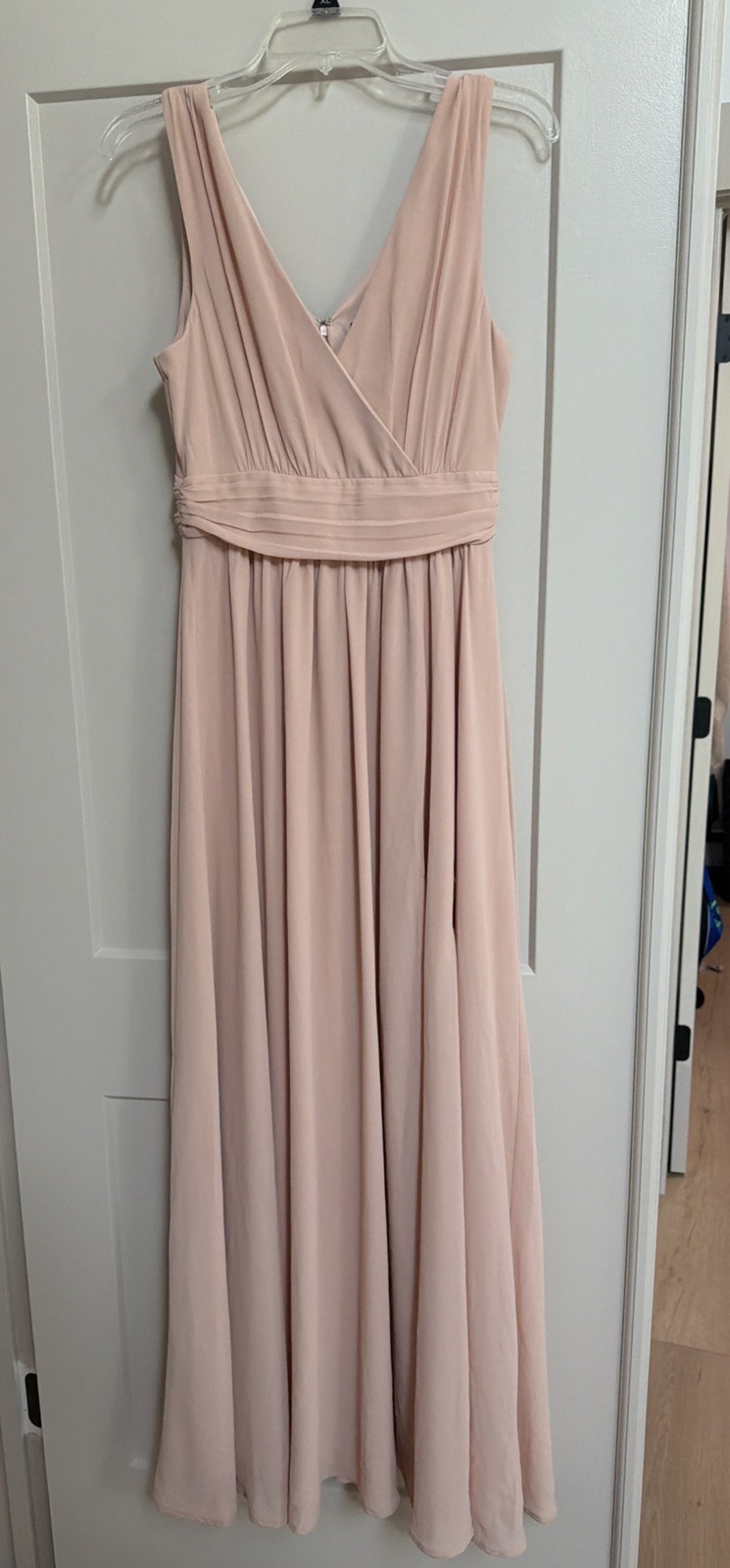 Lulus Women’s Sz. S Thoughts of Hue Blush Surplice Maxi Dress In Blush