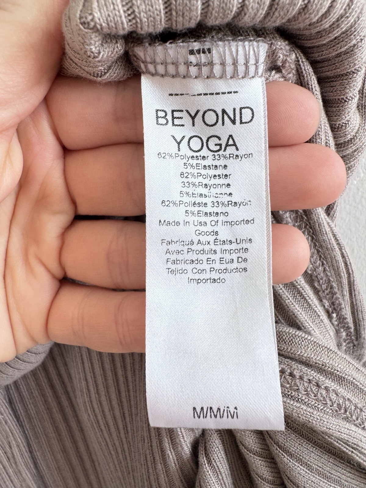 Beyond Yoga Well Traveled Ribbed Mock Neck Sleeveless Midi Maxi Dress Taupe M