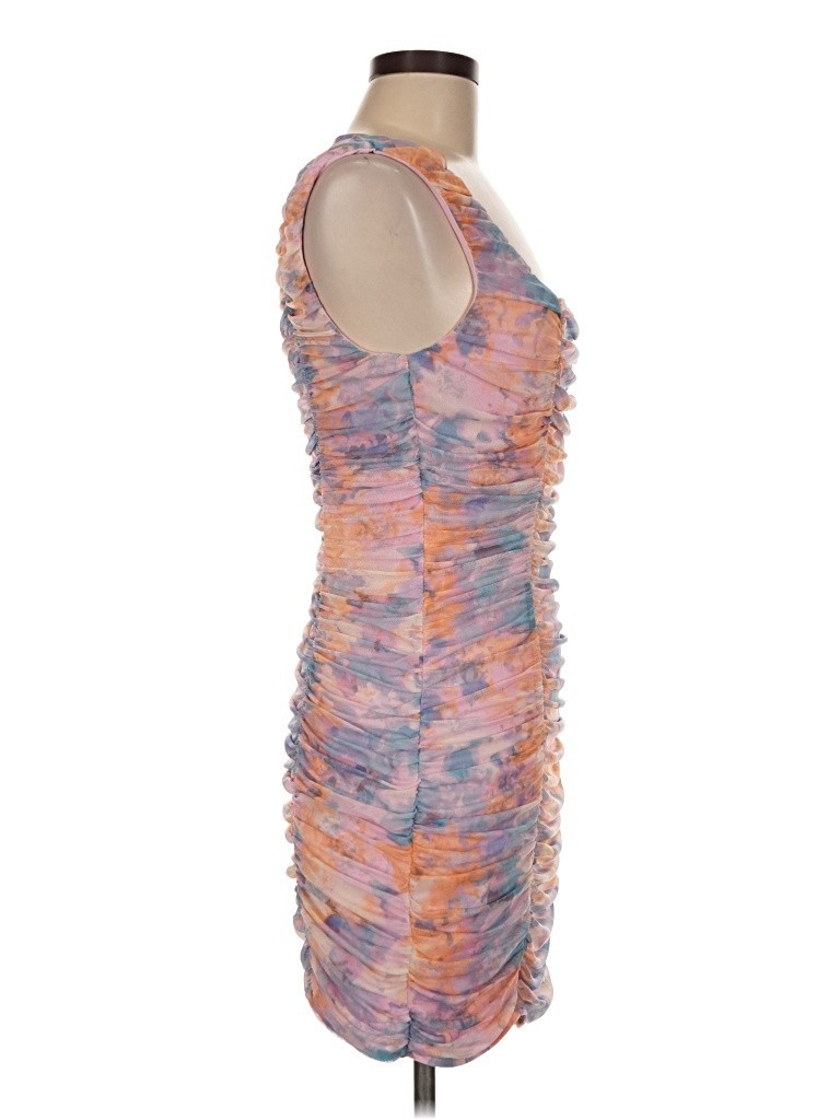 BCBG Generation Ruched Bodycon Mini Dress Pastel Watercolor Print | Size Medium