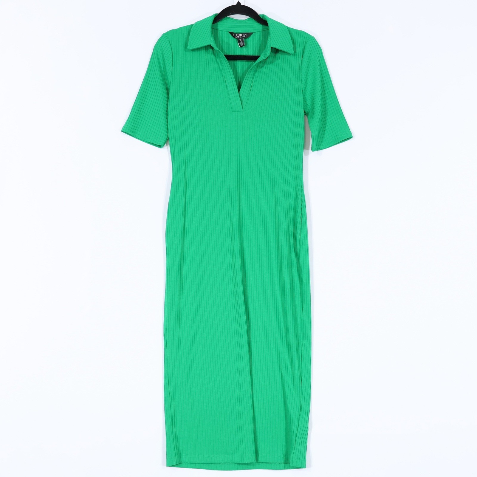 Lauren Ralph Lauren Polo Midi Dress Women S Green Ribbed Preppy Classic $145 NWT