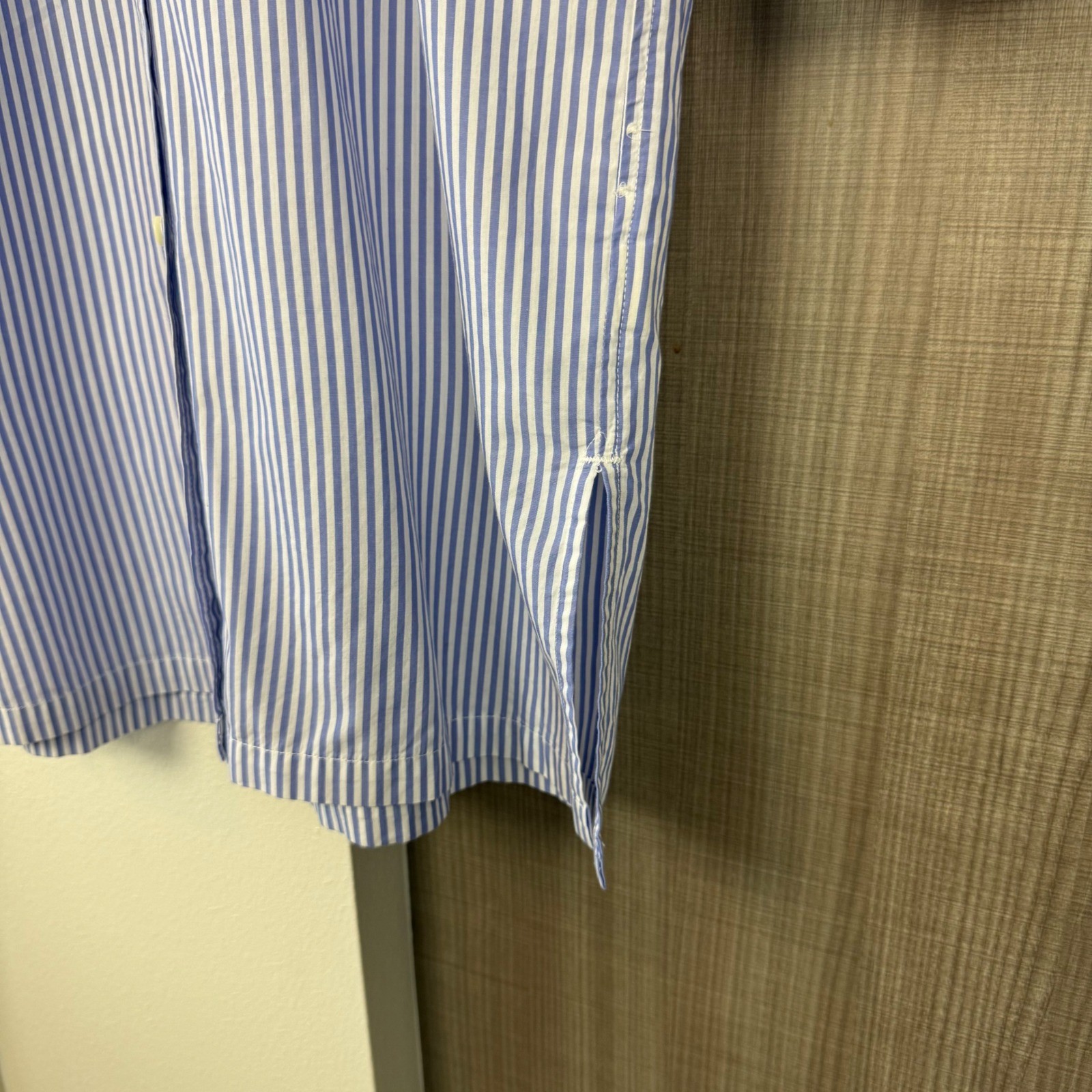 Alex Mill Blue White Striped Standard Maxi Shirt Dress Side Slit Size Medium
