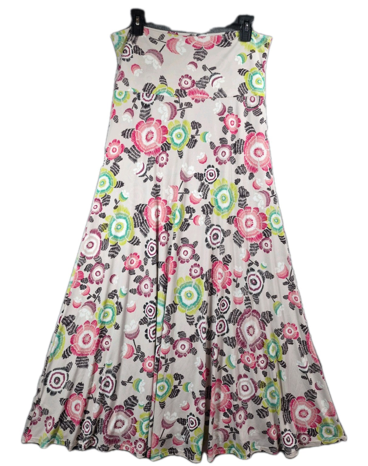 LuLaRoe M Long A-Line Knit skirt cuff top Floral cottagecore coquette 165-5
