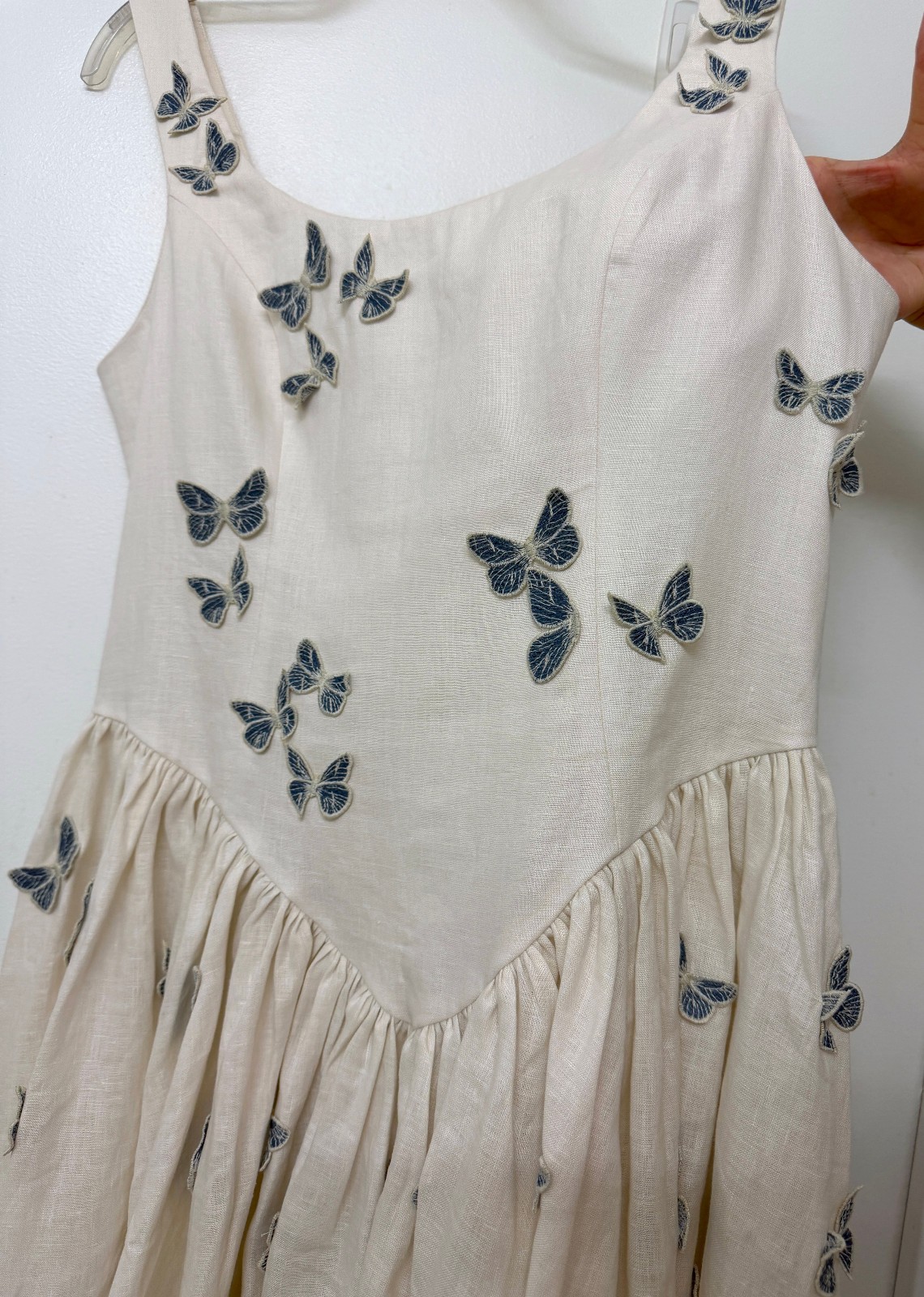Agua Bendita Pluma Lymanopoda Butterfly Embroidered Mini Dress White Moth L