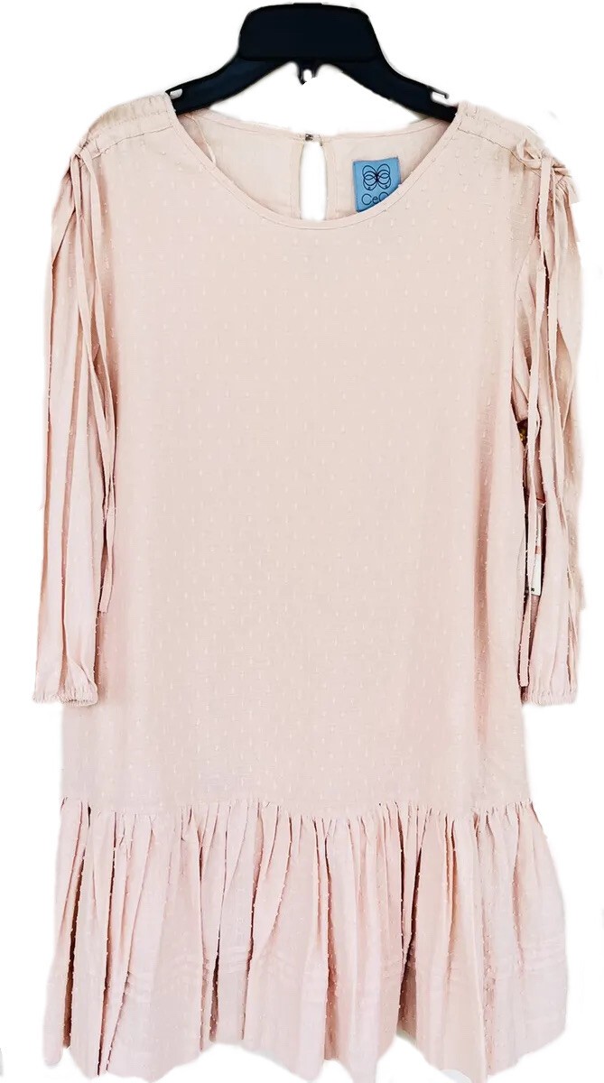 CeCe dress 2 Ladies peach gathered lined Summer Fall $129