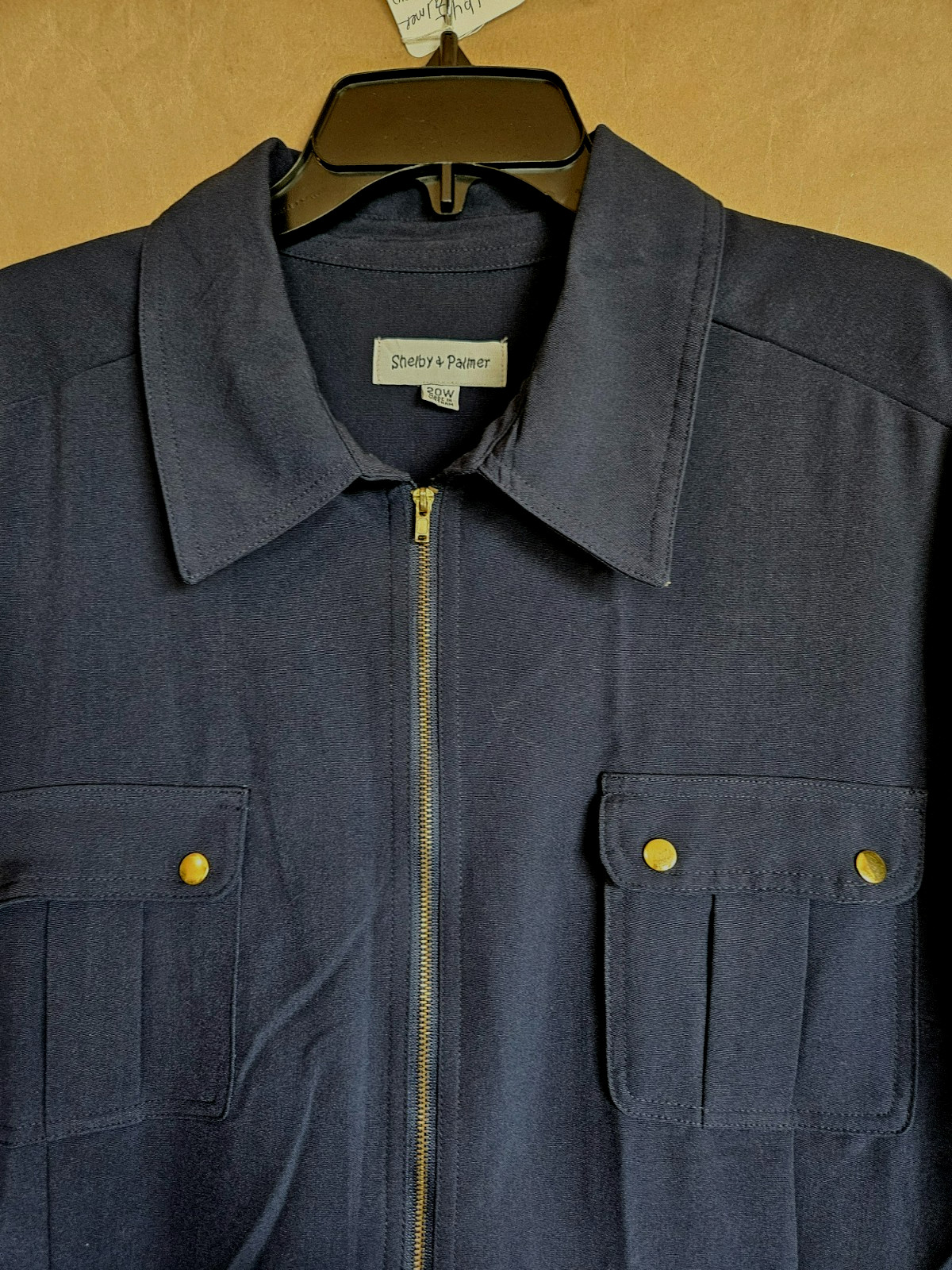 SHELBY & PALMER DRESS ZIP FRONT STRAIGHT WITH POCKETS NAVY BLUE SIZE 20W # 4903