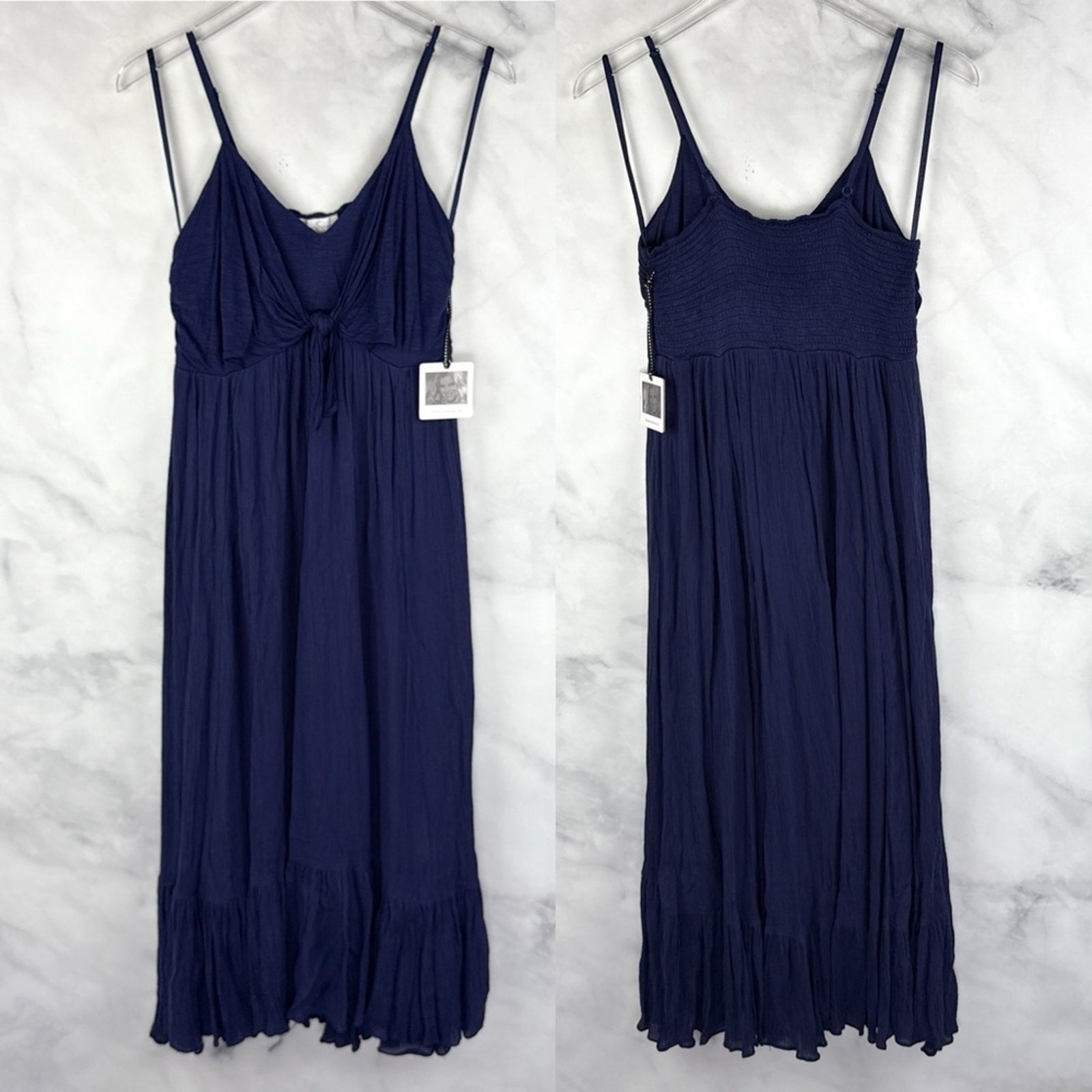NWT Jessica Simpson Maternity Tiered Midi Maxi Dress Sleeveless Navy Blue Boho S
