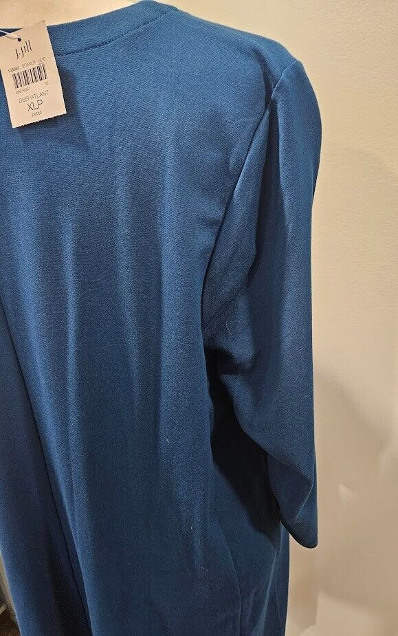 NWT J Jill Versatile Ponte Dark Teal Blue Dress 3/4 Sleeves Side Pockets XLP