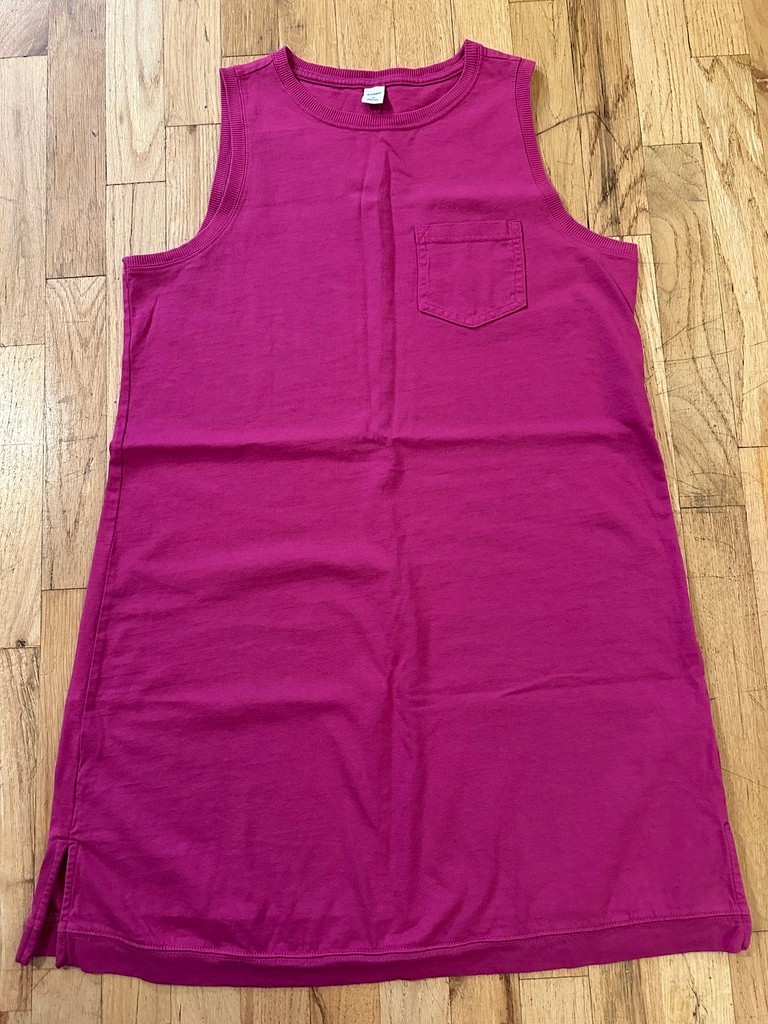 Old Navy Womens Vintage Wash Sleeveless Mini T-shirt Dress Chest Pocket Pink M
