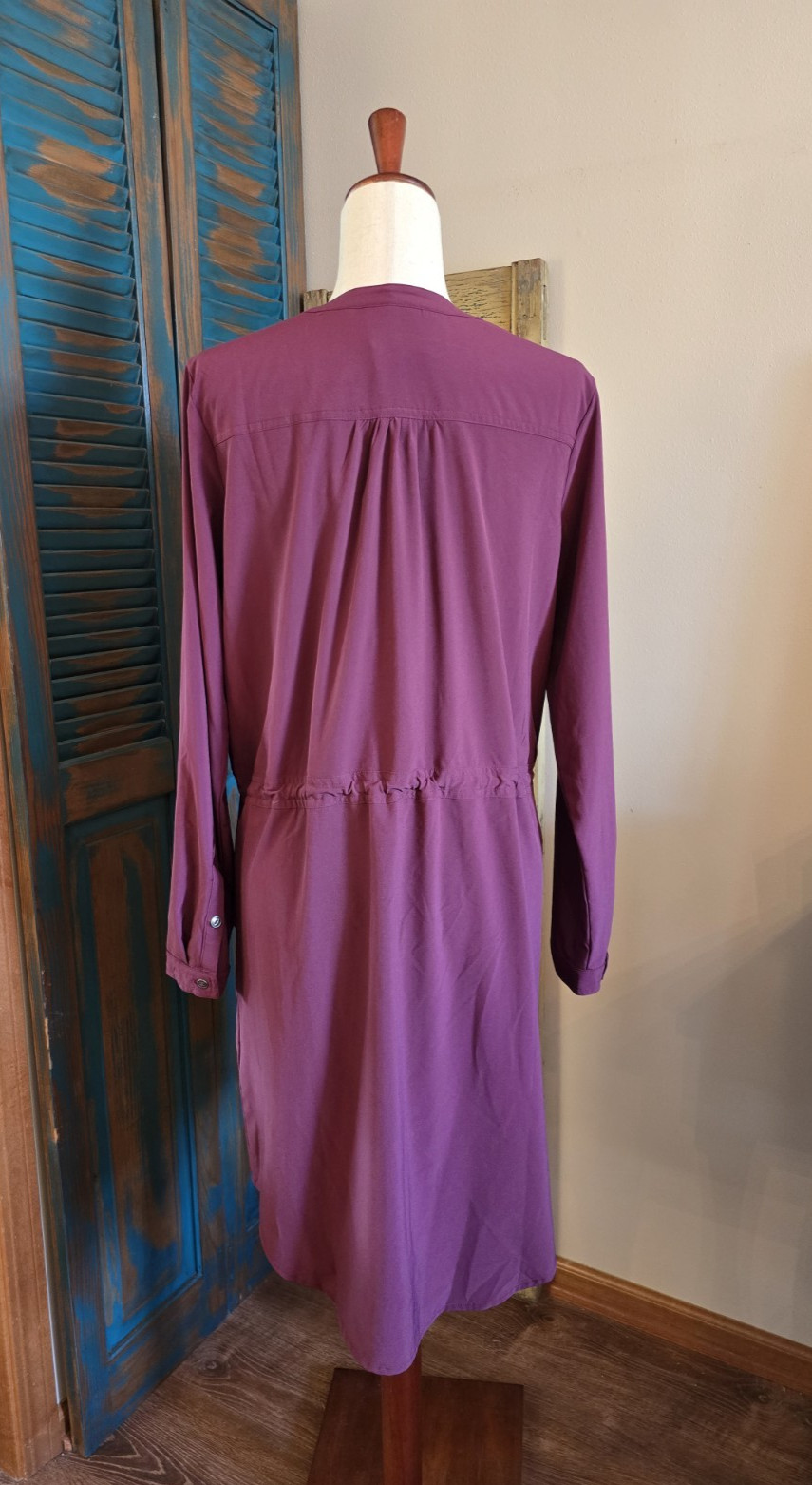 Orvis Pack & Go UPF 50 Drawstring Roll Tab Slv Dress M Stretch Travel Wicking
