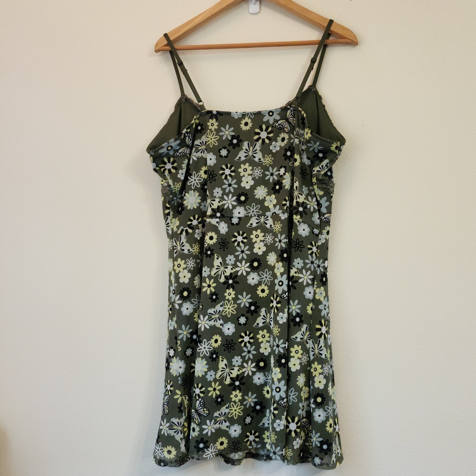 No Bounderies Y2K Babydoll Mini Mesh dress Lace Line Green Floral 3XL/21 Retro