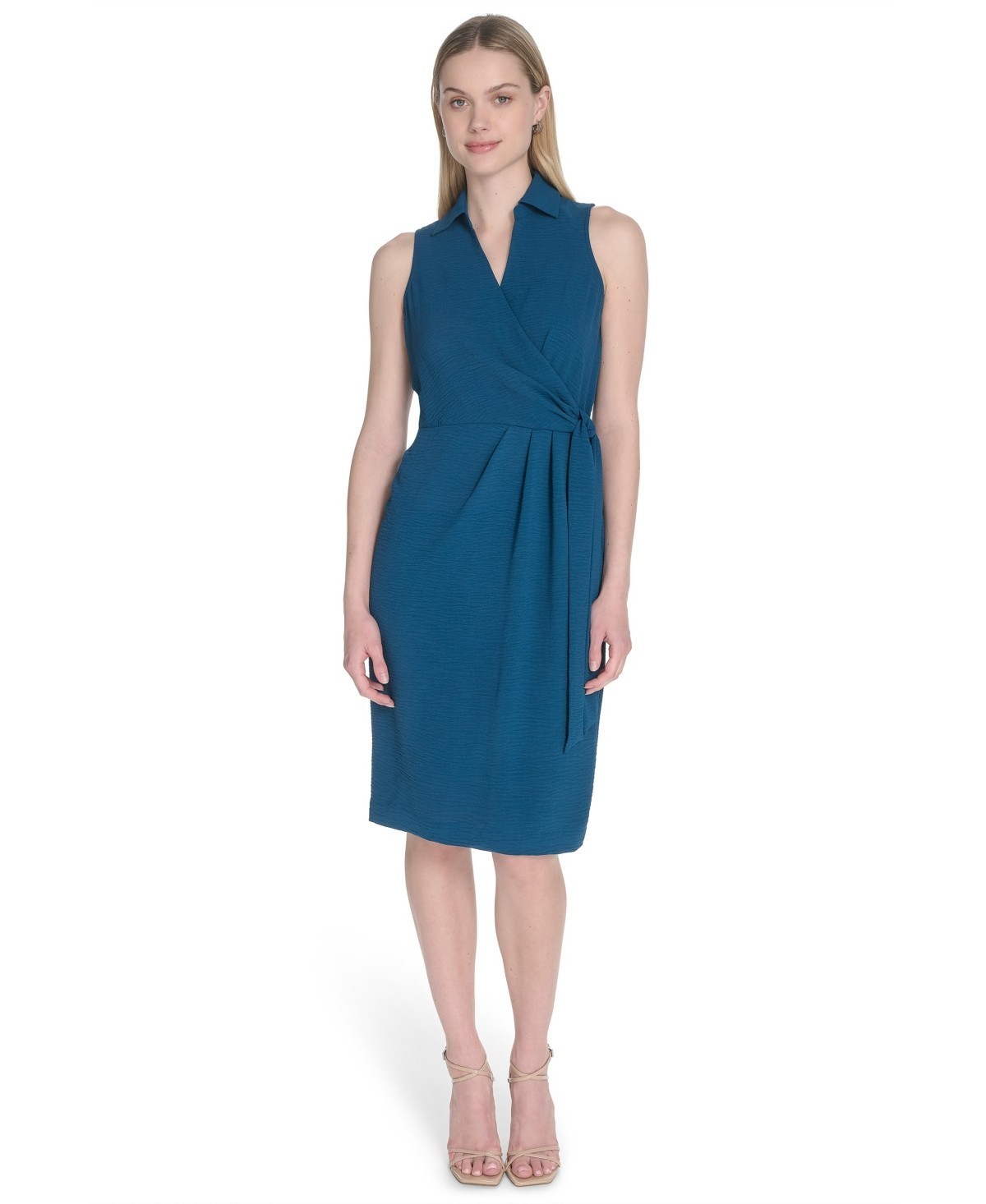 Calvin Klein Sleeveless Wrap V-Neck Sheath Dress Women’s 14 Cypress Pullover