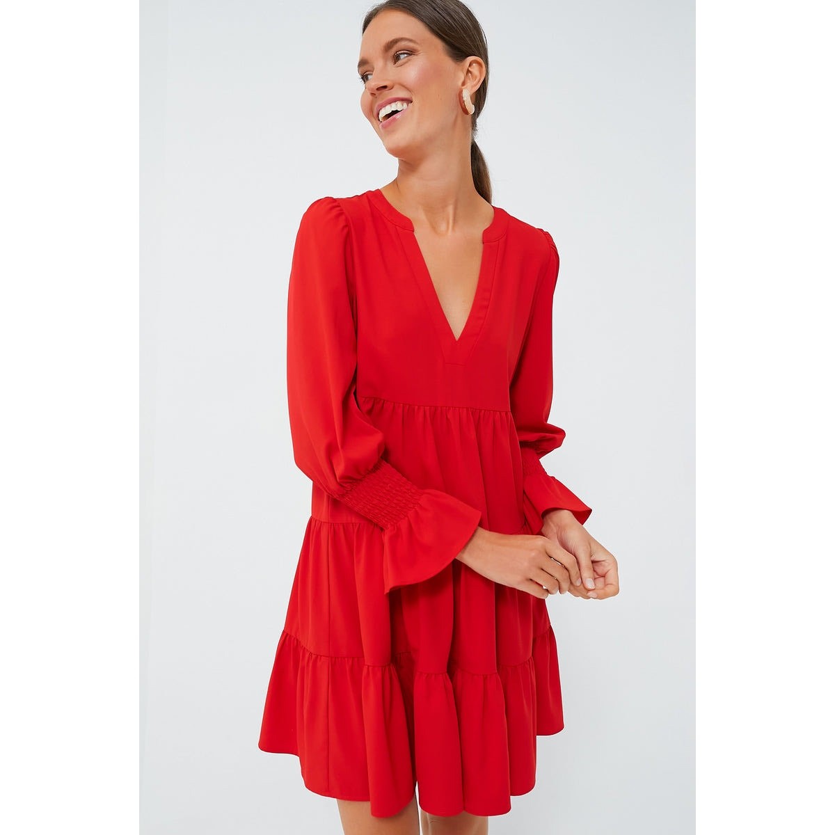 Tuckernuck Kenzo Mini Dress Womens XS Red Crepe Short Sleeve Dress