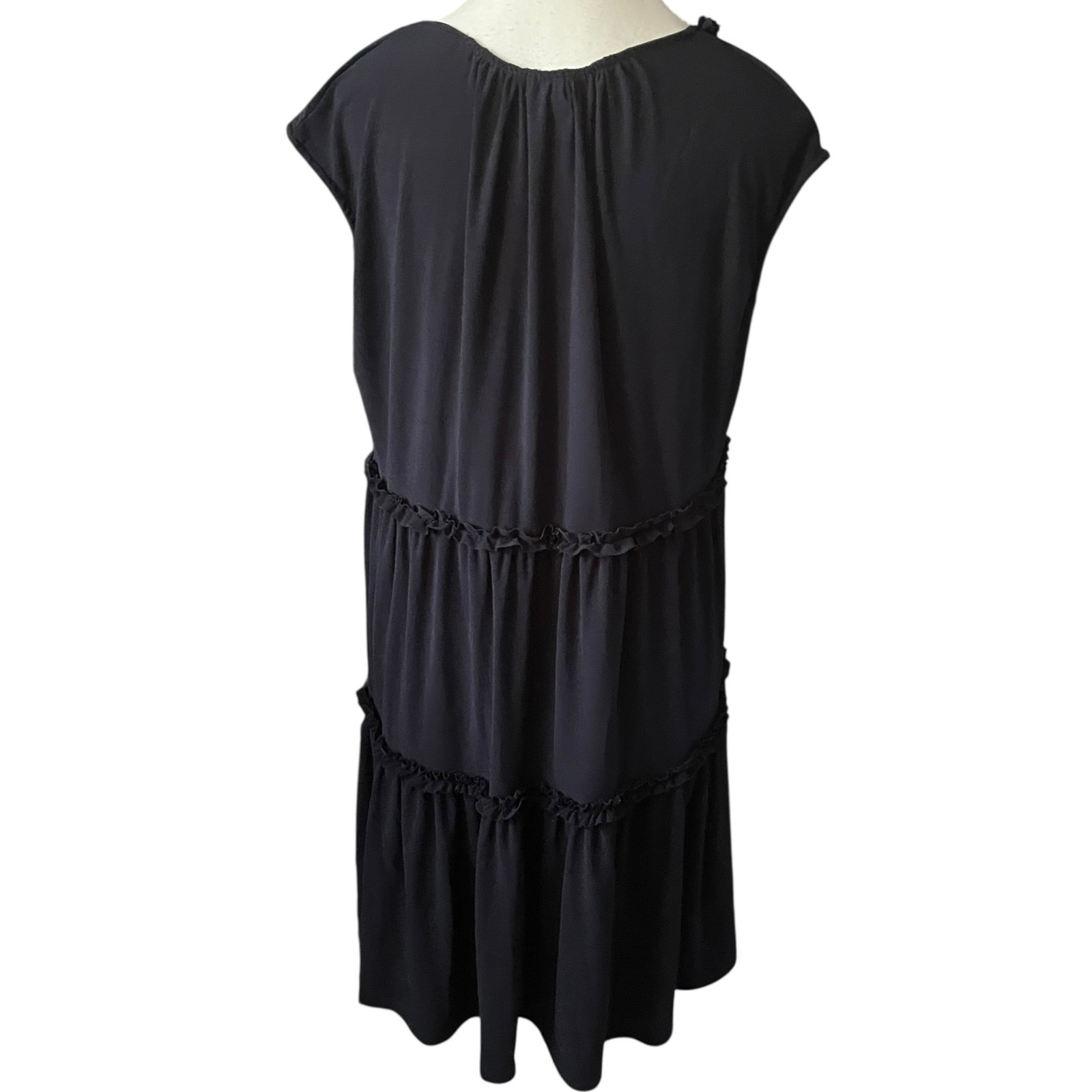 Violet Weekend Navy Ruffle Tiered Sleeveless V Neck Dress Casual Women’s L