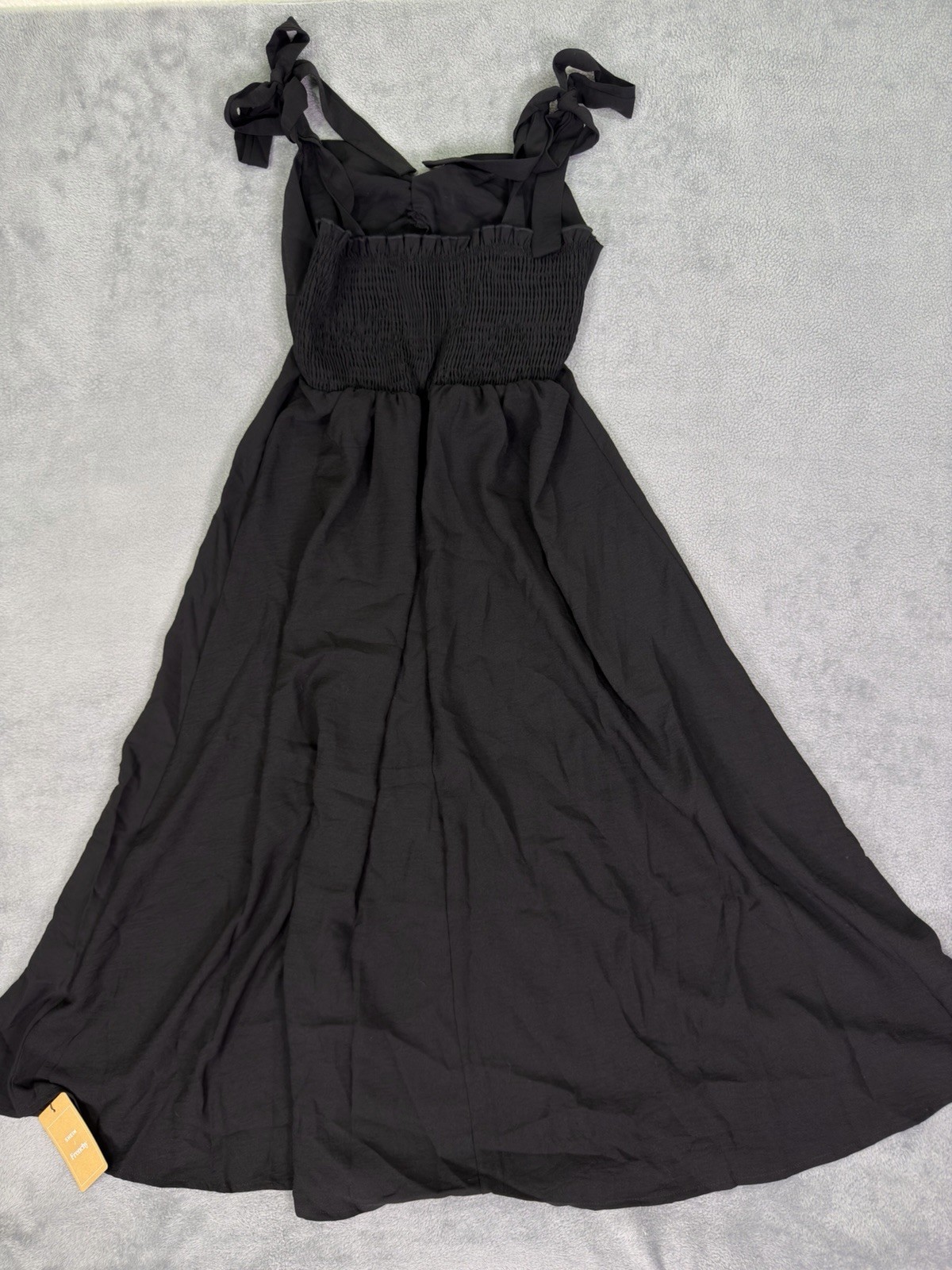 New SHEIN Dress Womens Medium Black Long Slit Tie Straps Stretch Back
