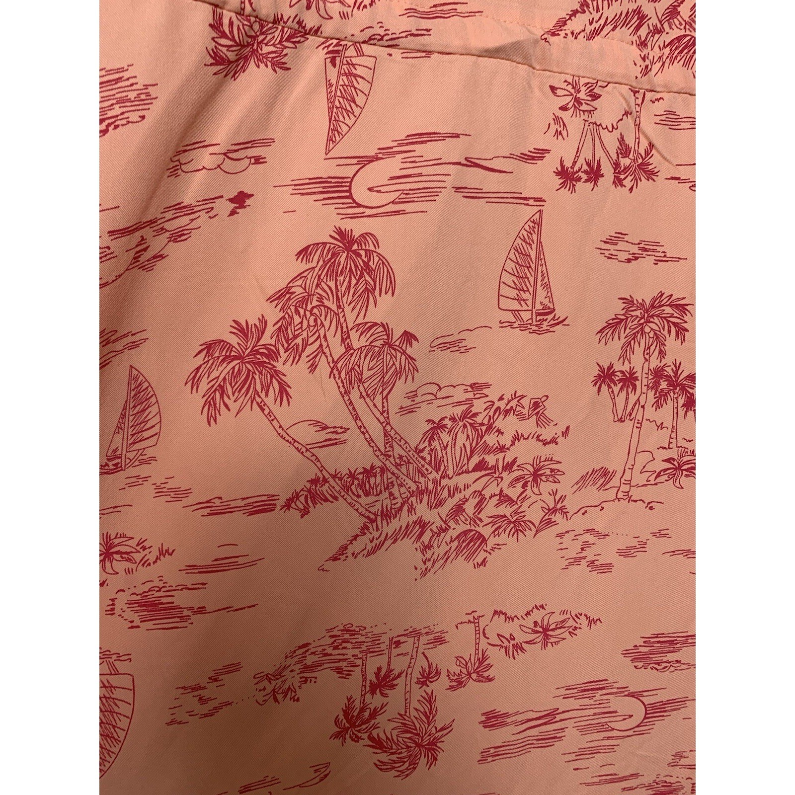 Lands End Tropical Button Drawstring Waist Womens Dress Sz XL Peach 0101