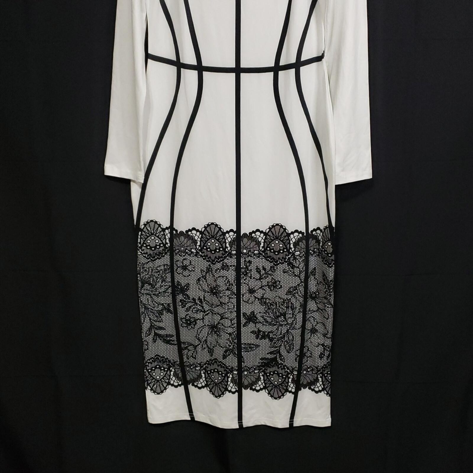 SHEIN Lady Two-Tone Bodycon Midi Dress in Black & White. Size: Large