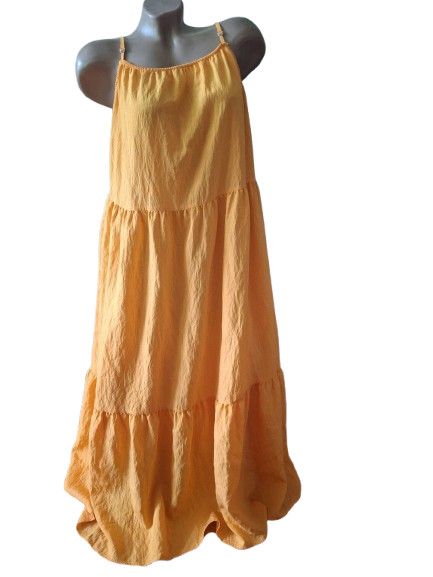 F&F Orange Tiered Maxi Sundress Womens US 14 UK 18 XL Boho Summer Cami Dress New