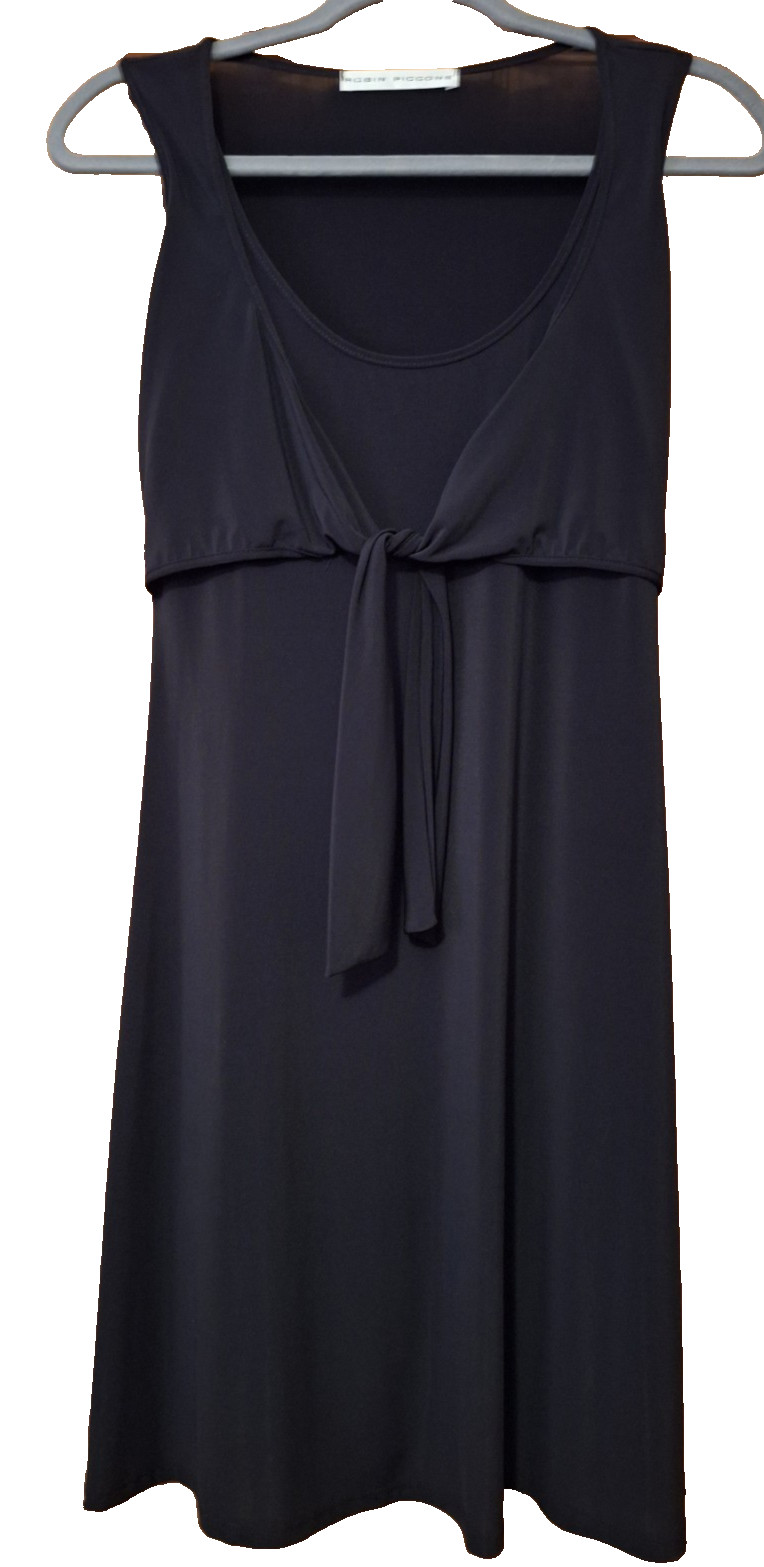 Robin Piccone Black Tie Front Overlay Sleeveless Mini Dress XS Chic Resortwear