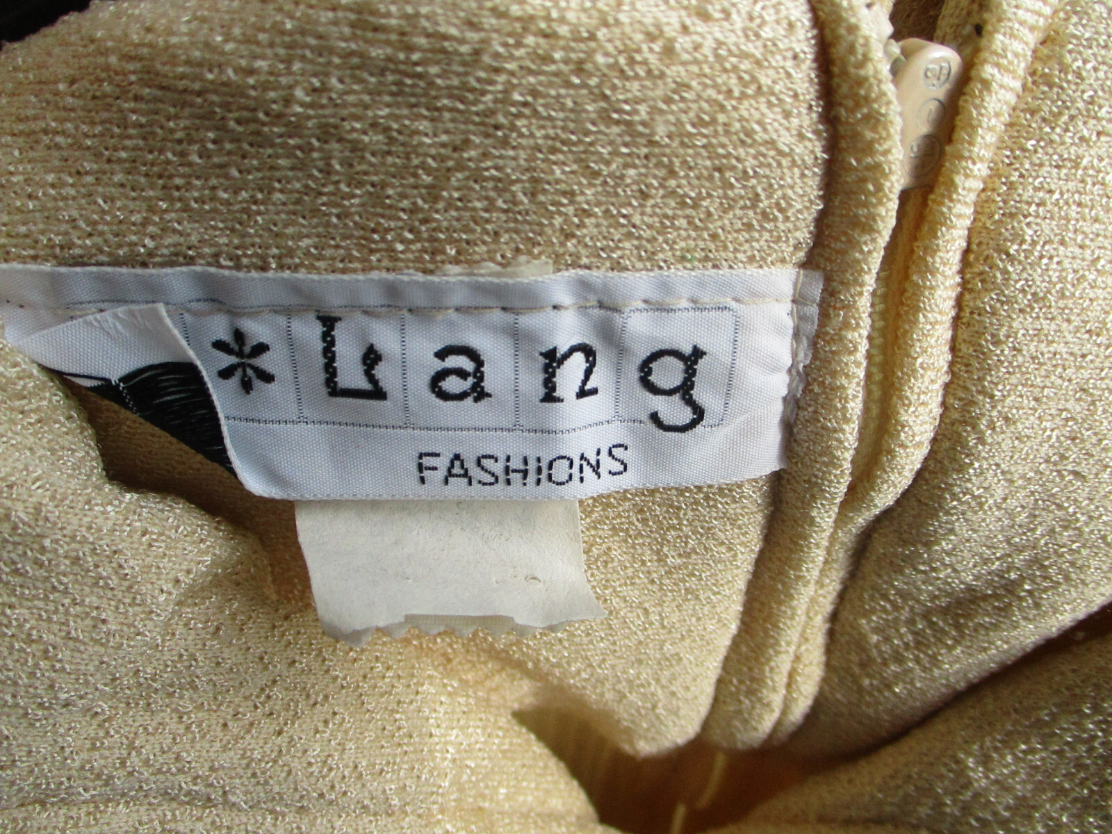 D Lang Vintage Polyester Blend Stretch Dress Lg Sleeve Button Cuff USA Sz Lg