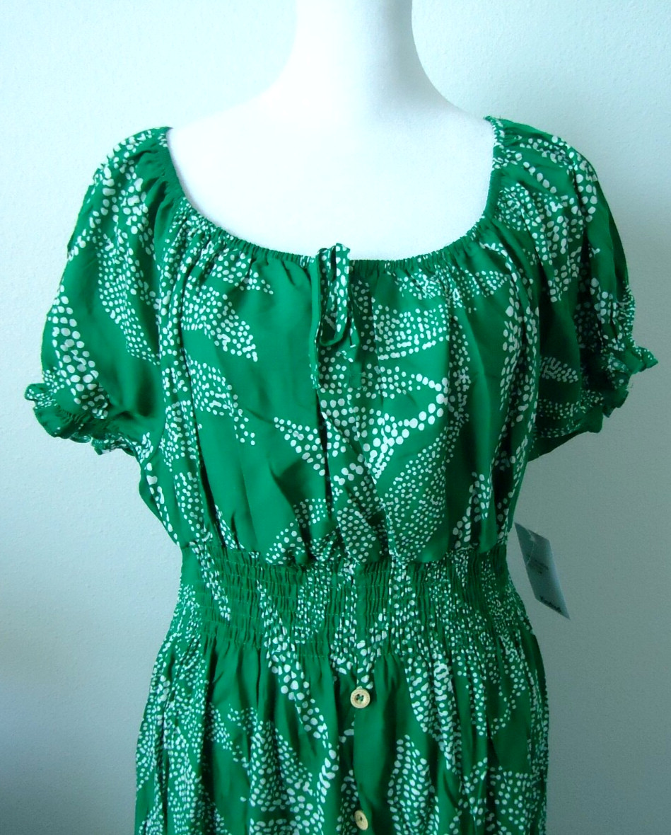 NWT Anthropologie Kindred Green Floral Print Long Dresses RN#166636 Size-PXL