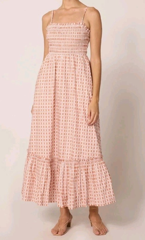 Cleobella Bellini Plaid Smocked Magnolia Ankle Dress M NEW $288