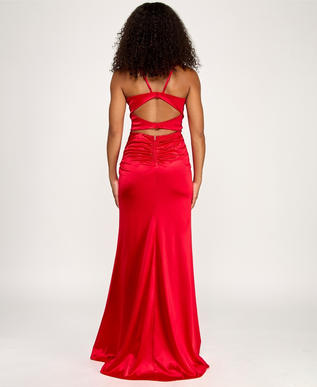 Emerald Sundae Satin Corset Gown Juniors Large Red Open Back Stretch NWT FLAWS