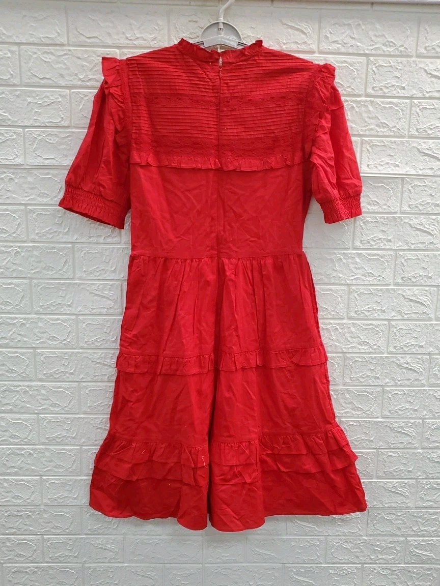 New DOWNEAST Be Mine Tiered 100% Cotton Dress True Red Size M