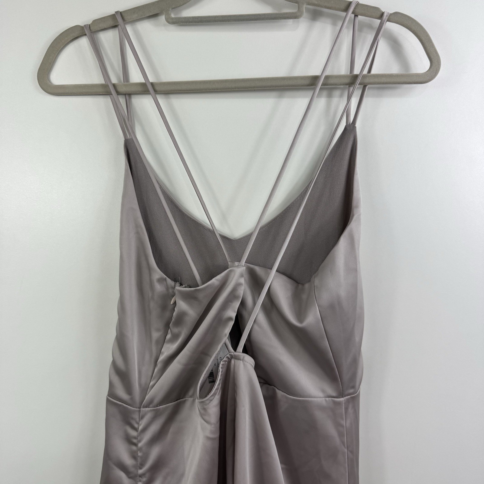NWT Mod Ref Grey Taupe Eloise Crossback Midi Slip Dress Medium Satin Strappy