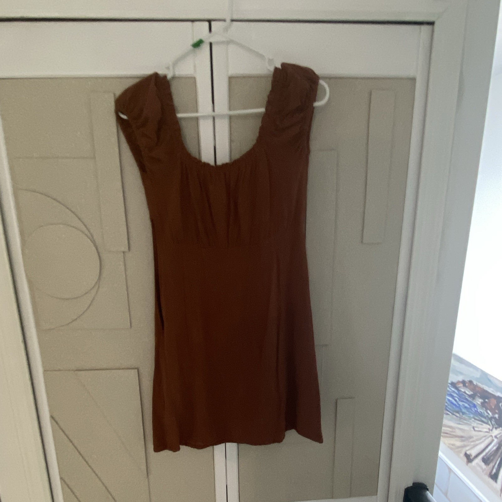 Aéropostale Brown Sleeveless Square Neck Ruffle A-Line Short Dress S